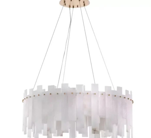 Suspension*Eichholtz Lustre, Pizzorni, , Ø85cm, H33cm - Albâtre, laiton antique