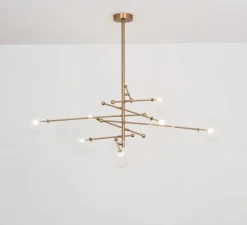 Lustre, Plafonnier, RD15, 8 bras, laiton bruni laqué, Ø200,3cm, H89,1-179,1cm - Schwung