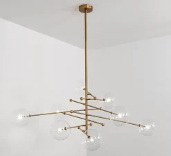 Lustre, Plafonnier, RD15, 8 bras, laiton bruni laqué, Ø200,3cm, H89,1-179,1cm - Schwung