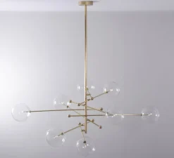 Lustre, Plafonnier, RD15, 8 bras, laiton bruni laqué, Ø200,3cm, H89,1-179,1cm - Schwung