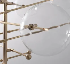 Lustre, Plafonnier, RD15, 8 bras, laiton bruni laqué, Ø200,3cm, H89,1-179,1cm - Schwung