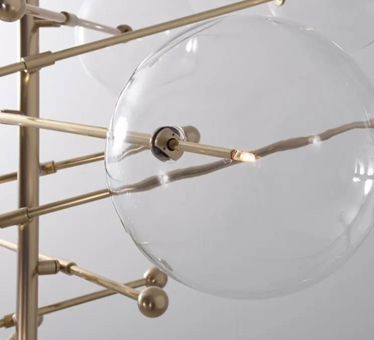 Lustre, Plafonnier, RD15, 8 bras, laiton bruni laqué, Ø200,3cm, H89,1-179,1cm - Schwung