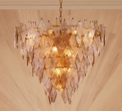 Lustre, Rhombus L, laiton antique, verre, Ø90cm, H73cm - Eichholtz