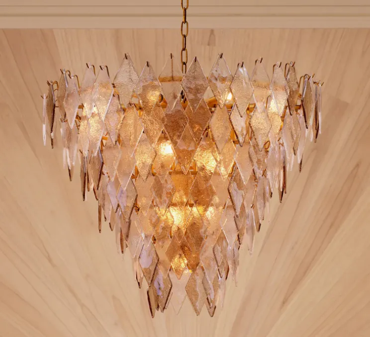 Lustre, Rhombus L, laiton antique, verre, Ø90cm, H73cm - Eichholtz