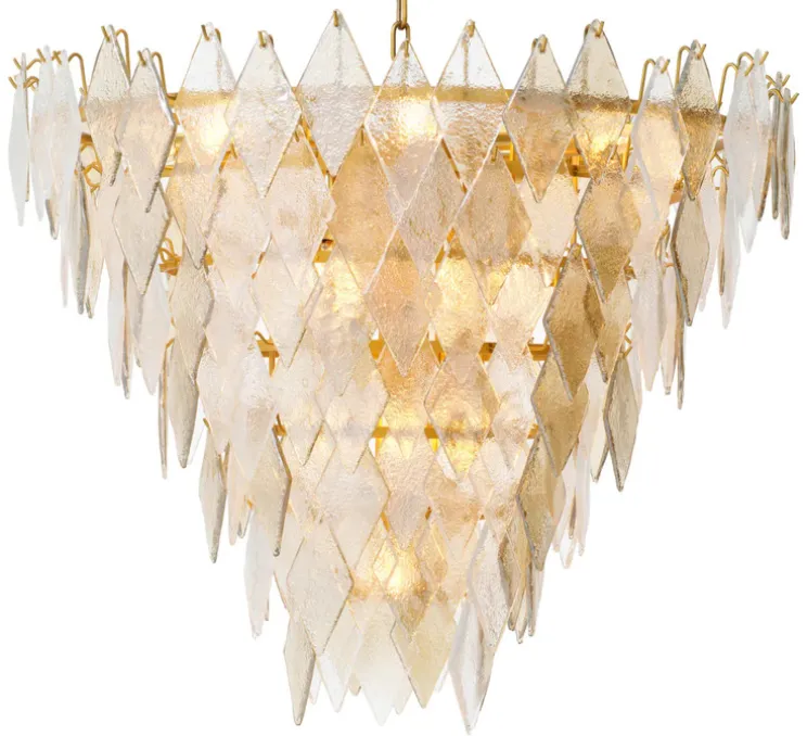 Lustre, Rhombus L, laiton antique, verre, Ø90cm, H73cm - Eichholtz