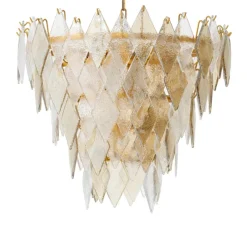 Lustre, Rhombus S, laiton antique, verre, Ø65cm, H55cm - Eichholtz