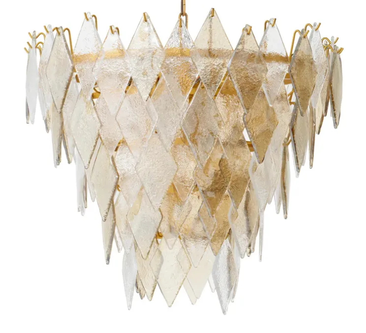 Lustre, Rhombus S, laiton antique, verre, Ø65cm, H55cm - Eichholtz