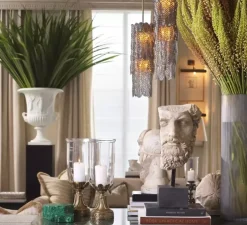 Lustre, Sahure S, laiton brossé, verre fumé, Ø20cm, H75cm - Eichholtz