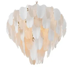 Suspension*Eichholtz Lustre, Saint Lucia L, , L81,5cm, H60cm - Verre texturé, blanc céramique