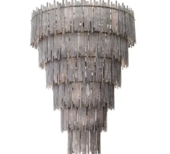 Suspension*Eichholtz Lustre, Saint Roch XXL, , Ø116cm, H153cm - verre fumé, laiton brossé