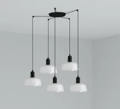 Suspension*Faro Lustre, Tatawin, 5 suspensions S, , Ø18,4*5cm, H100cm - blanc