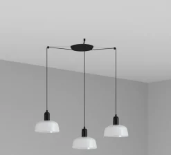 Lustre, Tatawin, 3 suspensions S, blanc, 3*Ø18,4cm, H100cm - Faro