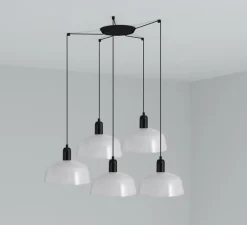 Suspension*Faro Lustre, Tatawin, 5 suspensions M, , 5*Ø25cm, H100cm - blanc