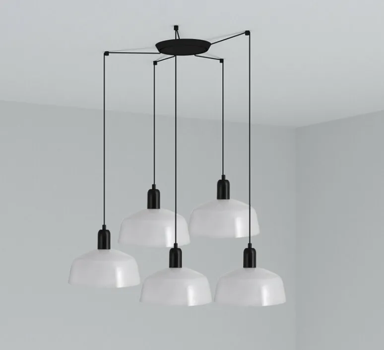 Suspension*Faro Lustre, Tatawin, 5 suspensions M, , 5*Ø25cm, H100cm - blanc