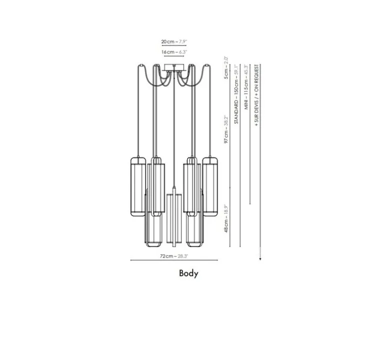 Lustre, Twiggy 12, blanc crème, cadre cuivré, Ø72cm, H150cm - DesignHeure