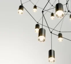 Lustre, Wireflow 0315, noir, LED, dim, DALI Push/ 1-10V, 2700K, 9805 lm, Ø120cm, H161cm - Vibia