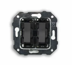 Interrupteur*Font Barcelona Mécanisme, Bridge, Simple, Poussoir x1 et Va-et-vient x1, Noir mat, L8cm, H8cm -