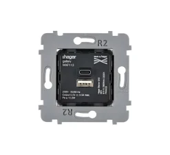 Prise*Modelec Mécanisme, Confidence, Simple, Prise USB A/C x1, L7,5cm, H7,5cm -