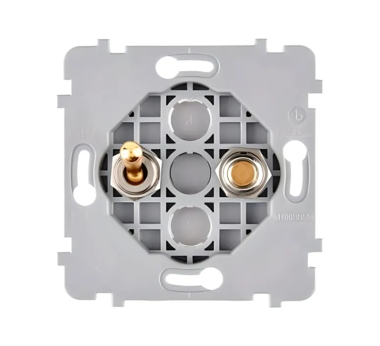 Interrupteur*Modelec Mécanisme, Confidence, Simple, Va-et-vient x1 et Bouton Push x1, Doré, L3,5cm, H12cm -