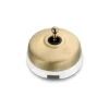 Interrupteur*Fontini Mécanisme, Dimbler, Simple, Porcelaine blanc avec dôme doré satin, Va-et-vient x1, Avec passe-câble, Doré brillant, L6,6cm, H6,6cm -