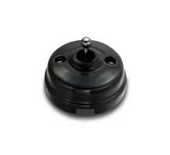 Interrupteur*Fontini Mécanisme, Dimbler, Simple, Porcelaine noir, Poussoir x1, Avec passe-câble, Nickel noir, L8,5cm, H8,5cm -