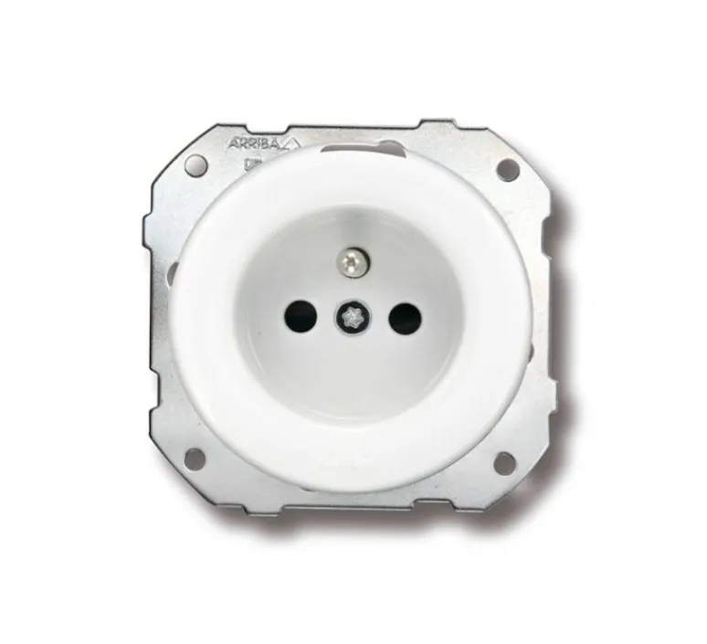 Prise*Fontini Mécanisme, Do Low, Simple, Prise-2P+T x1, Porcelaine blanc, L7,2cm, H7,2cm -