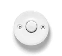 Interrupteur*Fontini Mécanisme, Do, Simple, Porcelaine blanc, Poussoir x1, Chrome, L6,4cm, H6,4cm -