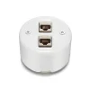 Mécanisme, Do, Simple, Porcelaine blanc, Prise-RJ45 STP Cat 6A x2, L7,2cm, H6,4cm - Fontini