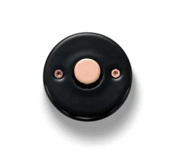 Mécanisme, Do, Simple, Porcelaine noir, Poussoir x1, Cuivre brillant, L6,4cm, H6,4cm - Fontini