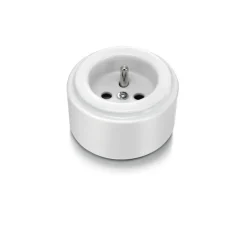 Mécanisme, Do, Simple, Prise PC x1, Porcelaine blanc, L6,4cm, H6,4cm - Fontini