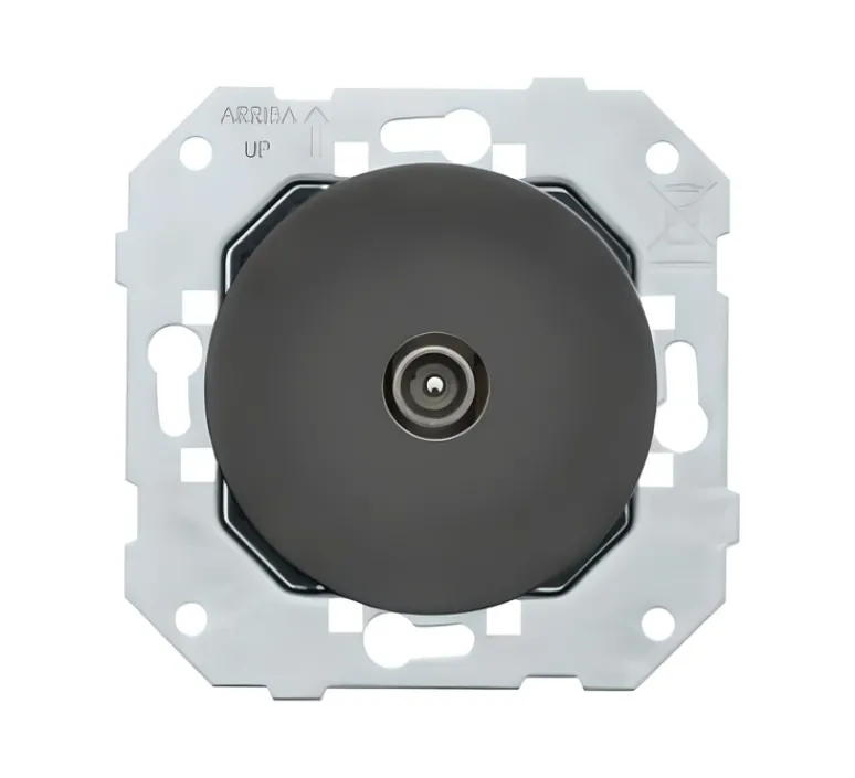 Prise*Fontini Mécanisme, DOM, Simple, Prise-TV x1, Noir mat, L7,1cm, H7,1cm -