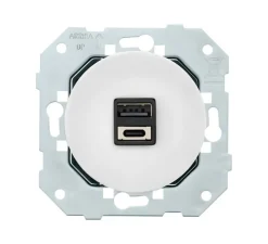 Mécanisme, DOM, Simple, Prise USB A/C x1, Blanc glossy, L7,1cm, H7,1cm - Fontini