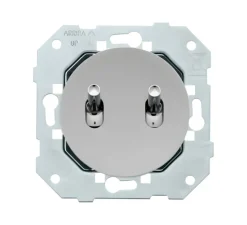 Interrupteur*Fontini Mécanisme, DOM, Simple, Va-et-vient x2, Aluminium, L7,1cm, H7,1cm -
