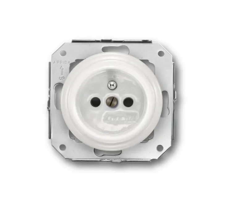 Mécanisme, Garby Colonial, Simple, Prise-PC x1, Porcelaine blanc, L7,2cm, H6,4cm - Fontini