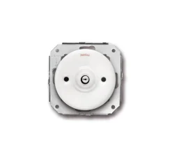 Interrupteur*Fontini Mécanisme, Garby Colonial, Simple, Porcelaine blanc, Poussoir rotatif x2, L7,2cm, H7,2cm -