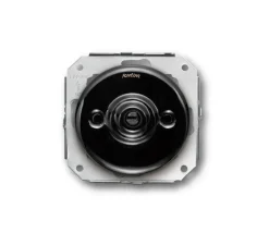 Interrupteur*Fontini Mécanisme, Garby Colonial, Simple, Va-et-vient x1, Porcelaine Noir, L7,2cm, H6,4cm -