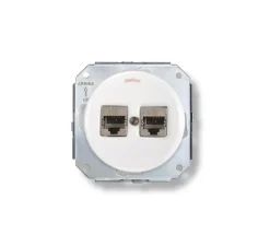Mécanisme, Garby Colonial, Simple, Porcelaine blanc, Prise-RJ45 Cat 6A x2, L7,2cm, H7,2cm - Fontini