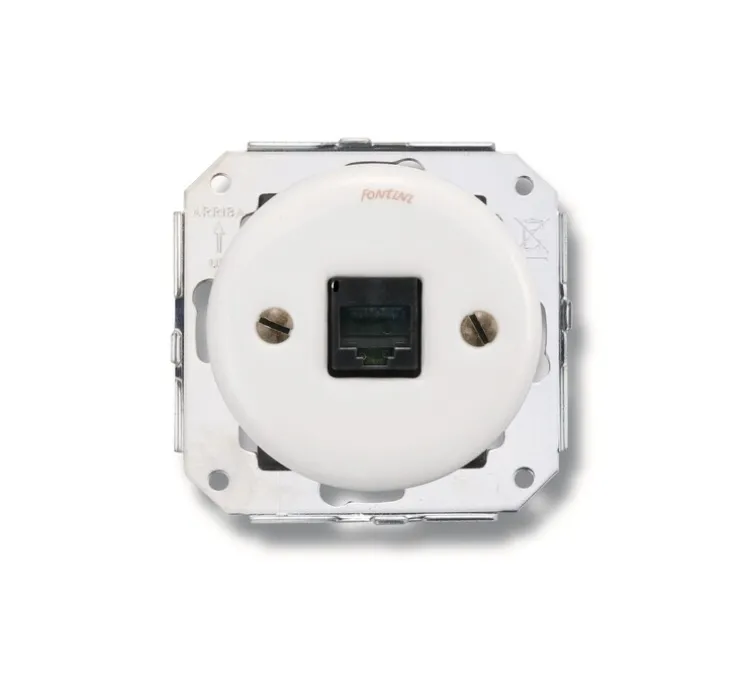 Mécanisme, Garby Colonial, Simple, Porcelaine blanc, Prise-RJ45 UTP Cat 6 x1, L7,2cm, H7,2cm - Fontini
