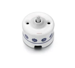 Interrupteur*Fontini Mécanisme, Garby, Simple, Décor bleu et argent, Va-et-vient x1, L6,6cm, H6,6cm -