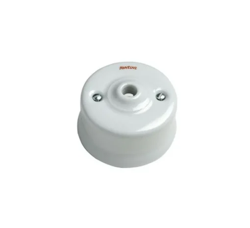Accessoires*Fontini Mécanisme, Garby, Simple, Porcelaine blanc, Sortie de câble x1, L6,45cm, H6,45cm -