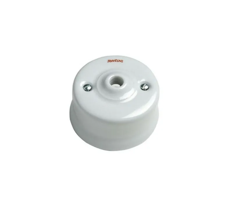 Accessoires*Fontini Mécanisme, Garby, Simple, Porcelaine blanc, Sortie de câble x1, L6,45cm, H6,45cm -