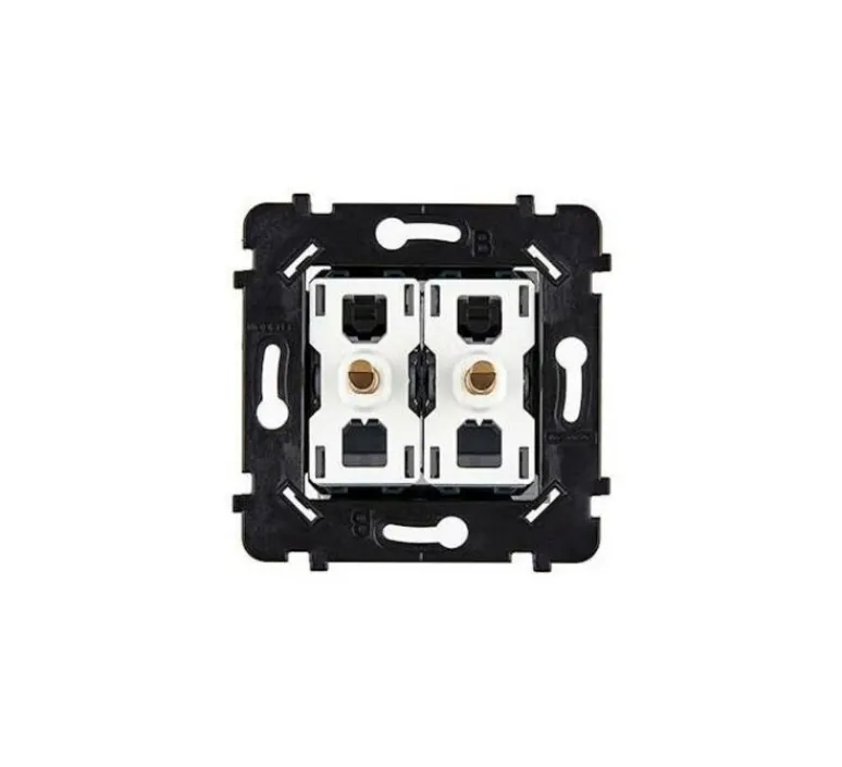 Interrupteur*Modelec Mécanisme, Hitera, Simple, Va-et-vient ou poussoir x2, Doré, L7,5cm, H7,5cm -