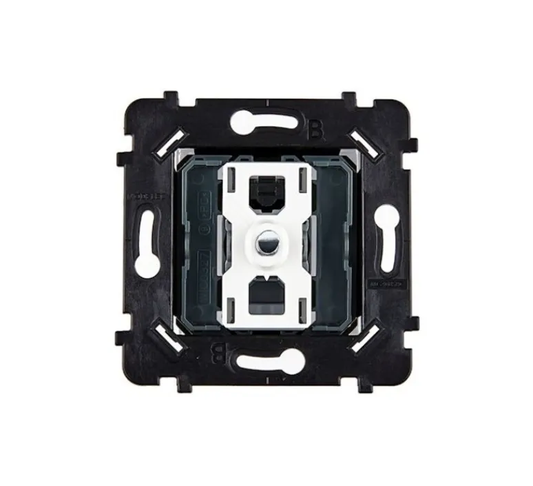 Interrupteur*Modelec Mécanisme, Hitera, Simple, Va-et-vient ou poussoir x1, Acier support blanc, L7,5cm, H7,5cm -