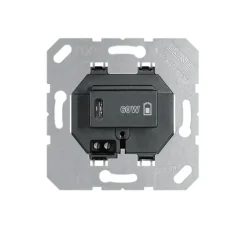 Mécanisme, LS 990, Simple, Noir, Prise-USB C Charge rapide x1, L8,5cm, H6,7cm - Jung