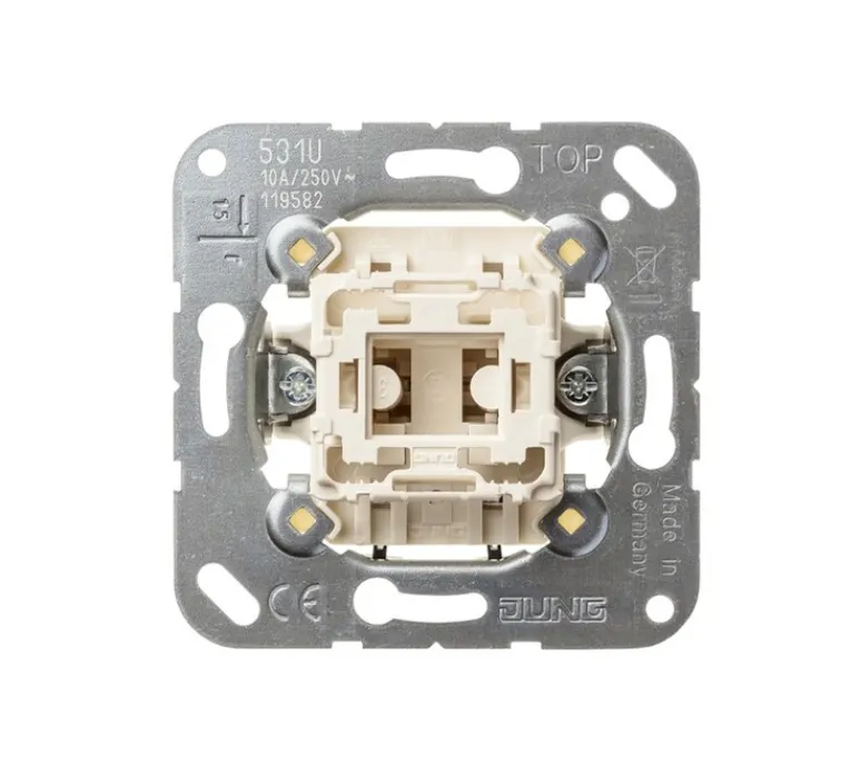 Interrupteur*Jung Mécanisme, LS 990, Simple, Poussoir x1, L7cm, H7cm -