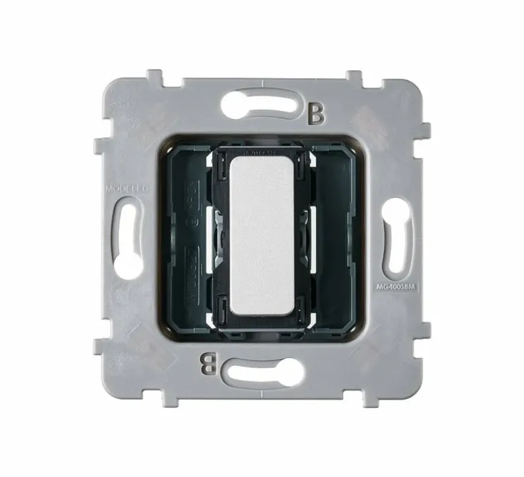 Mécanisme, M, Simple, Va-et-vient ou poussoir x1, Nickel brossé, L7,5cm, H7,5cm - Modelec