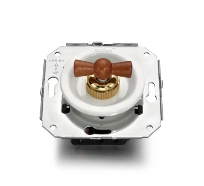 Interrupteur*Fontini Mécanisme, Venezia, Simple, Va-et-vient x1, Hêtre, L7,2cm, H7,2cm -