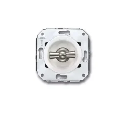 Interrupteur*Fontini Mécanisme, Venezia, Simple, Va-et-vient x1, Nickel satiné et blanc, L9cm, H9cm -