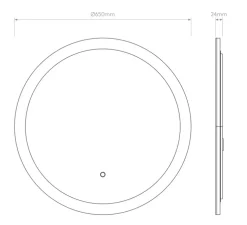 Miroir lumineux, Ascot 650 Round, blanc et argent, IP44, LED, 2700-6000K, 620-670 lm, L65cm, H65cm - Astro