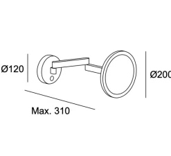 Applique*LEDS C4 Objet lumineux, Vanity, , IP44, LED, dim, 3000k, 256 lm, Ø23cm, P34cm - noir